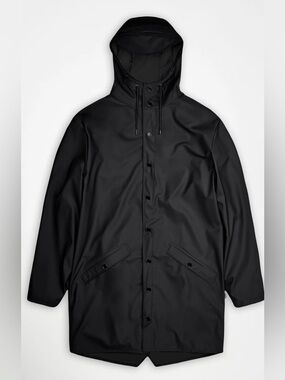 Rains Long Jacket In Black Unisex M NWT